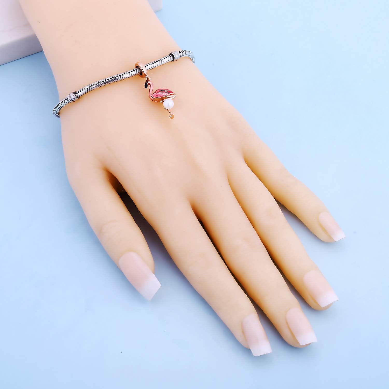 Rose Gold 925 Sterling Silver Flamingo Charm fit Pandora Charms Bracelet Animal Birds Charm for Women Christmas Mothers Day Birthday Gift - Image 5