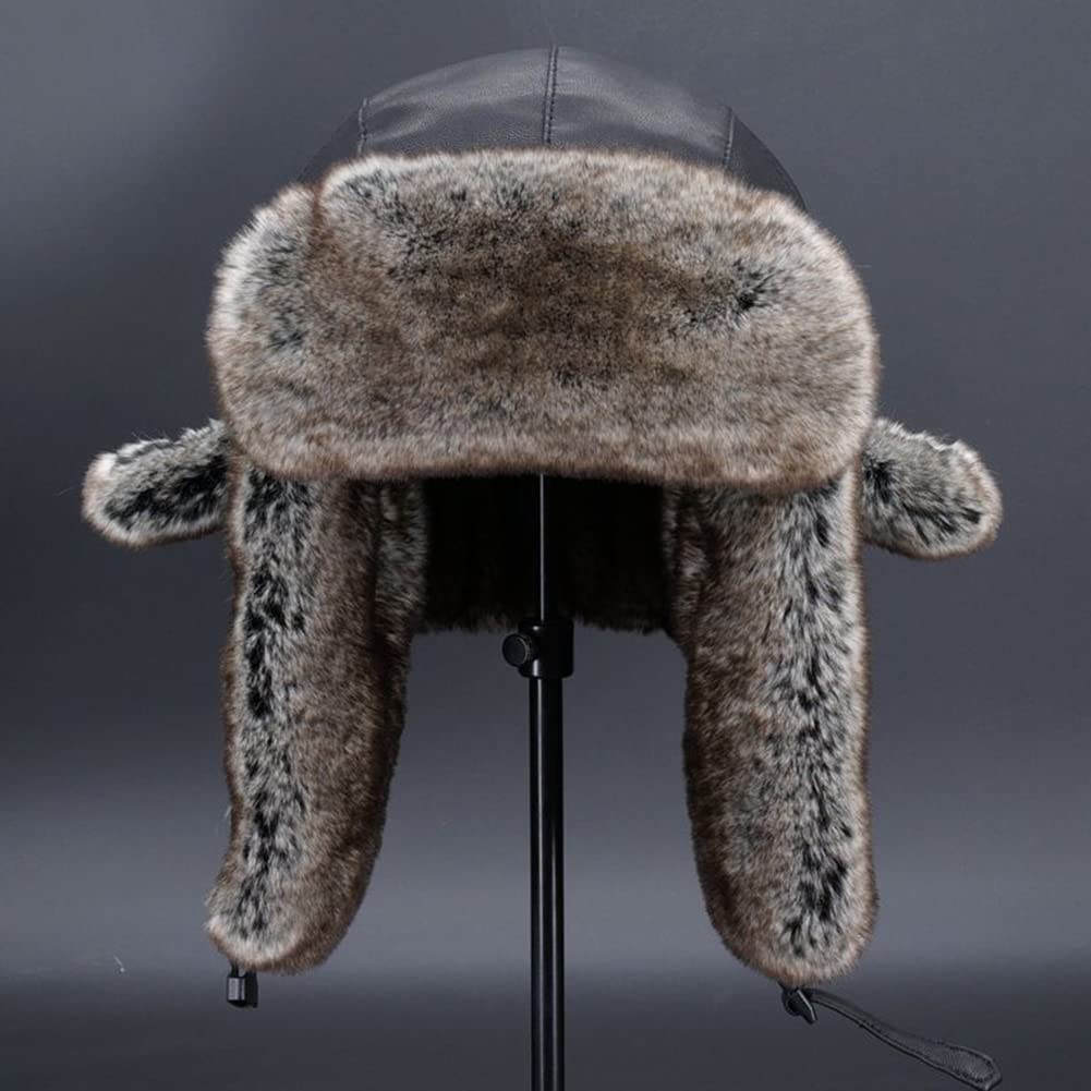 Donna/Uomo Cappello da Caccia in Pelliccia Sintetica Caldo Berretto Russo con Paraorecchie Cappello Aviatore in Pelle