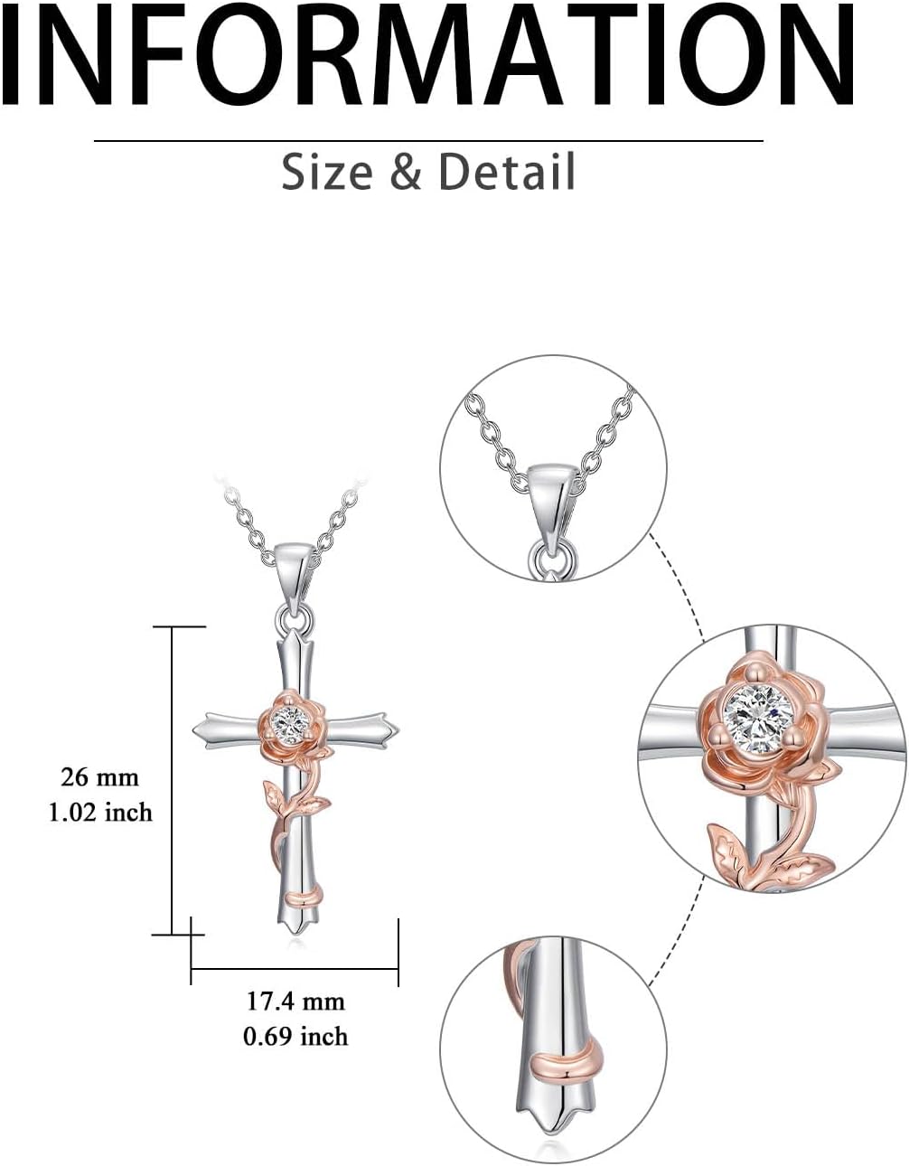 Valentines Day Gifts for Her, 18k White & Rose Gold-Plated Pendant Necklace for Women, Anniversary Birthday Jewelry Gift for Wife Girlfriend Sister Mom Friends - Image 7