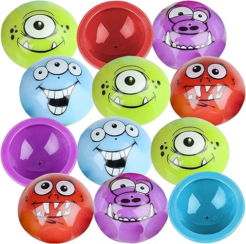 ArtCreativity Monster Poppers, juego de 12, juguetes de media bola emergentes en varios colores y diseños, juguetes retro de los años 90 de la vieja