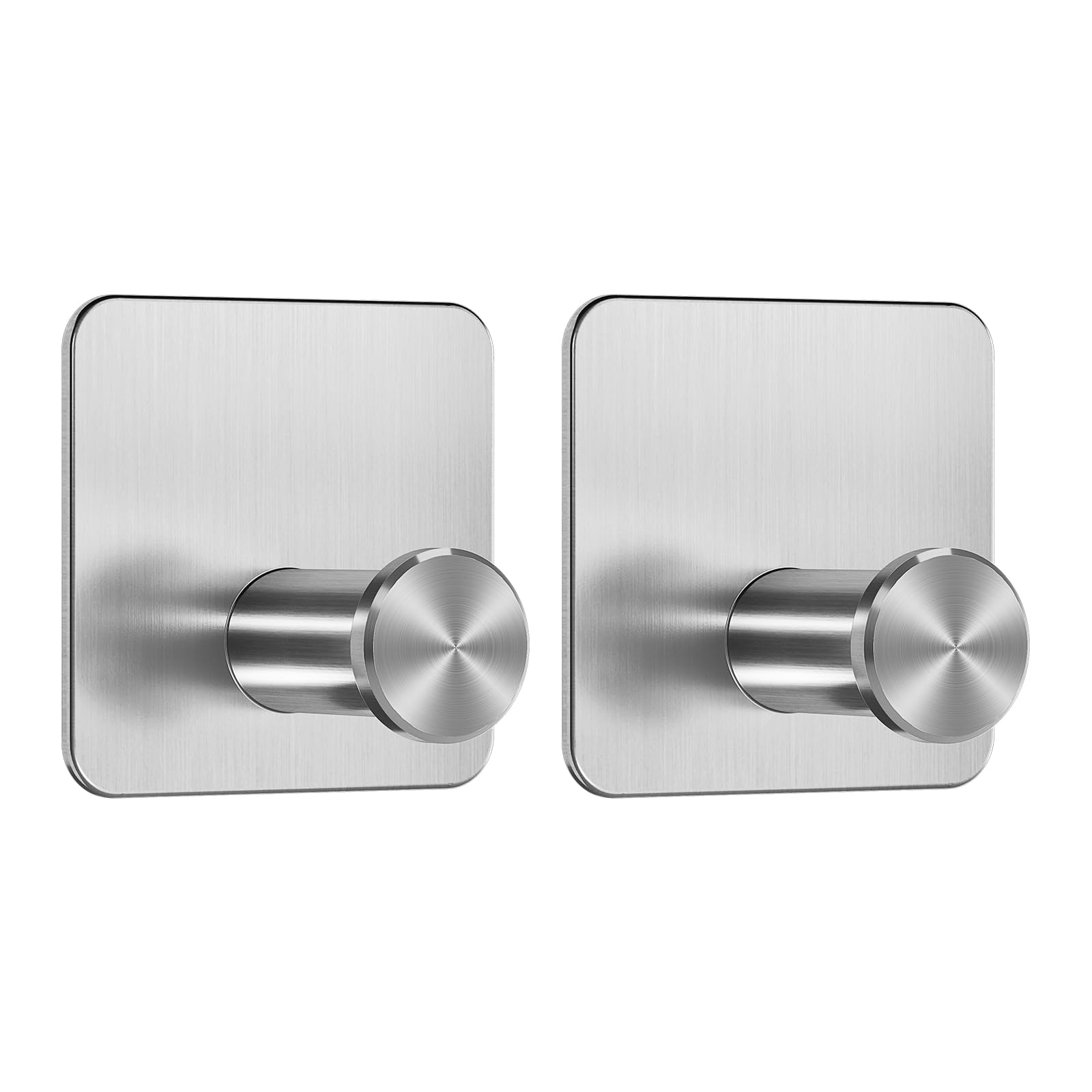 Dripex Sliver-B Self Adhesive Hooks - Set Of 2, Stainless Steel - Strong Sticky Hooks For Hanging Towels, Bathroom Towel Hooks, Tea Towel Hooks, Stick On Hooks