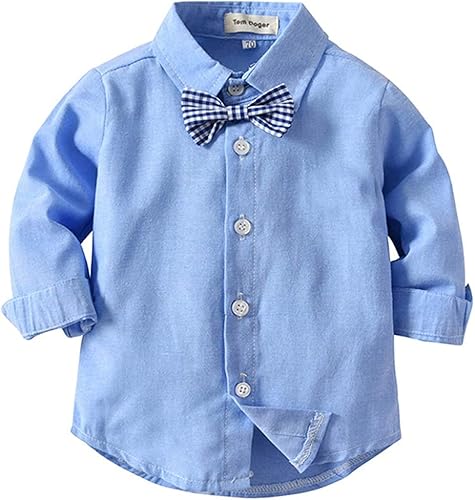 Miniatura 3 de Trajes de vestir para niños pequeños, conjuntos de ropa para bebés, camisas con corbatín, tirantes, pantalones, 4 piezas, trajes de caballero, traje