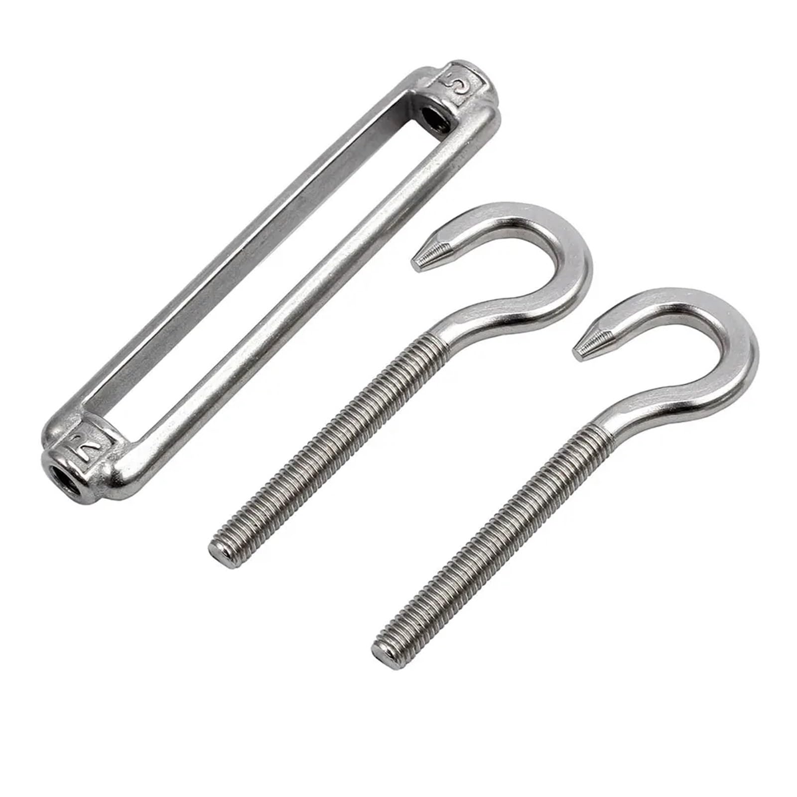 Tensor de alambre de Tensor, 2 Pezzi Gancio e Gancio in Acciaio Inossidabile 304 Argento M5 M6 M8 tenditore tenditore Regolabile for Fune Metallica(M8)
