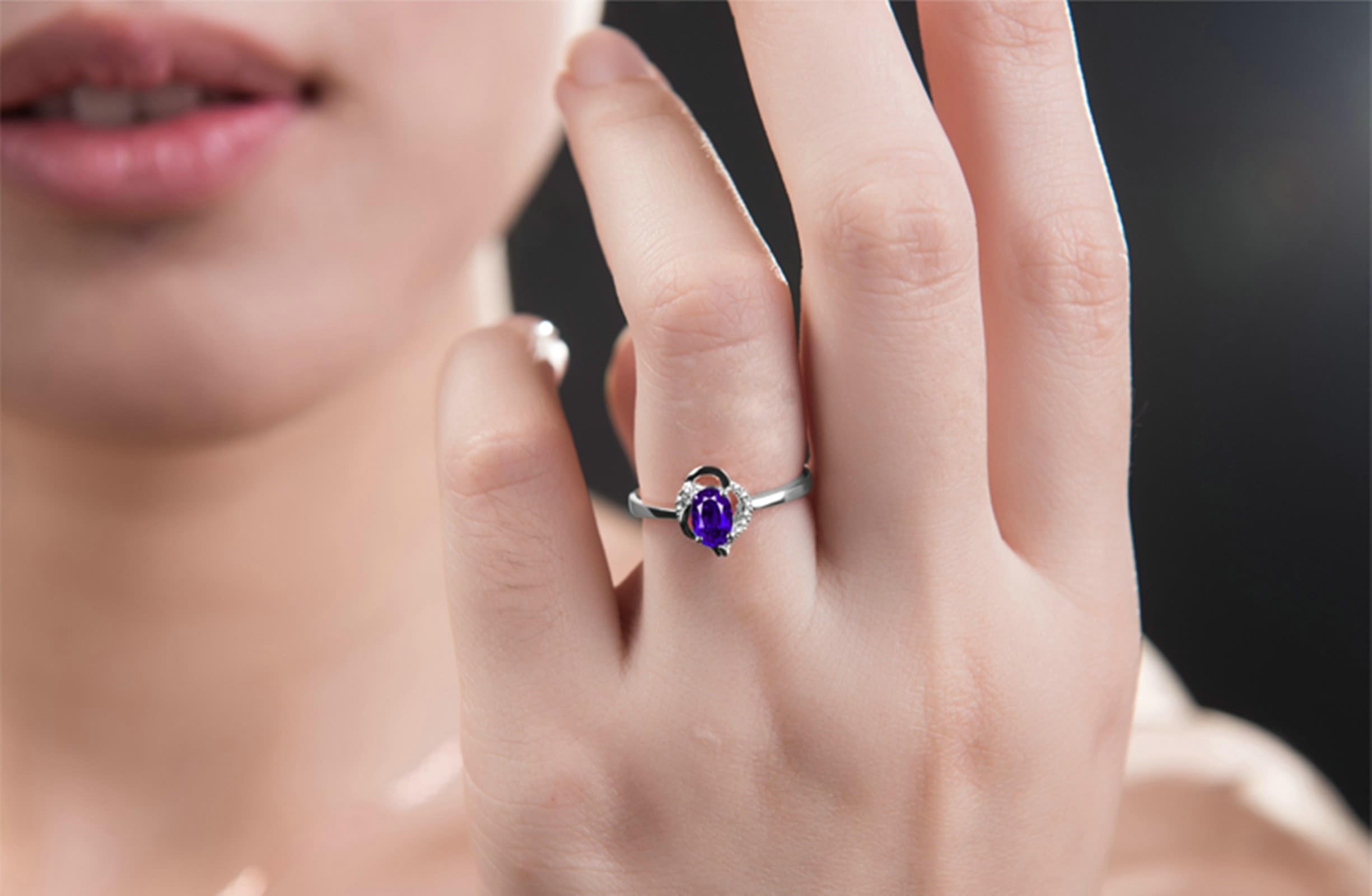 Wycian Anello Donna con Pietra Anello Oro da Uomo 18K 750 Argento Zaffiro Naturale da 0,5 CT Numero Solido Non Placcato Moda per Sorella Natale Gioielli