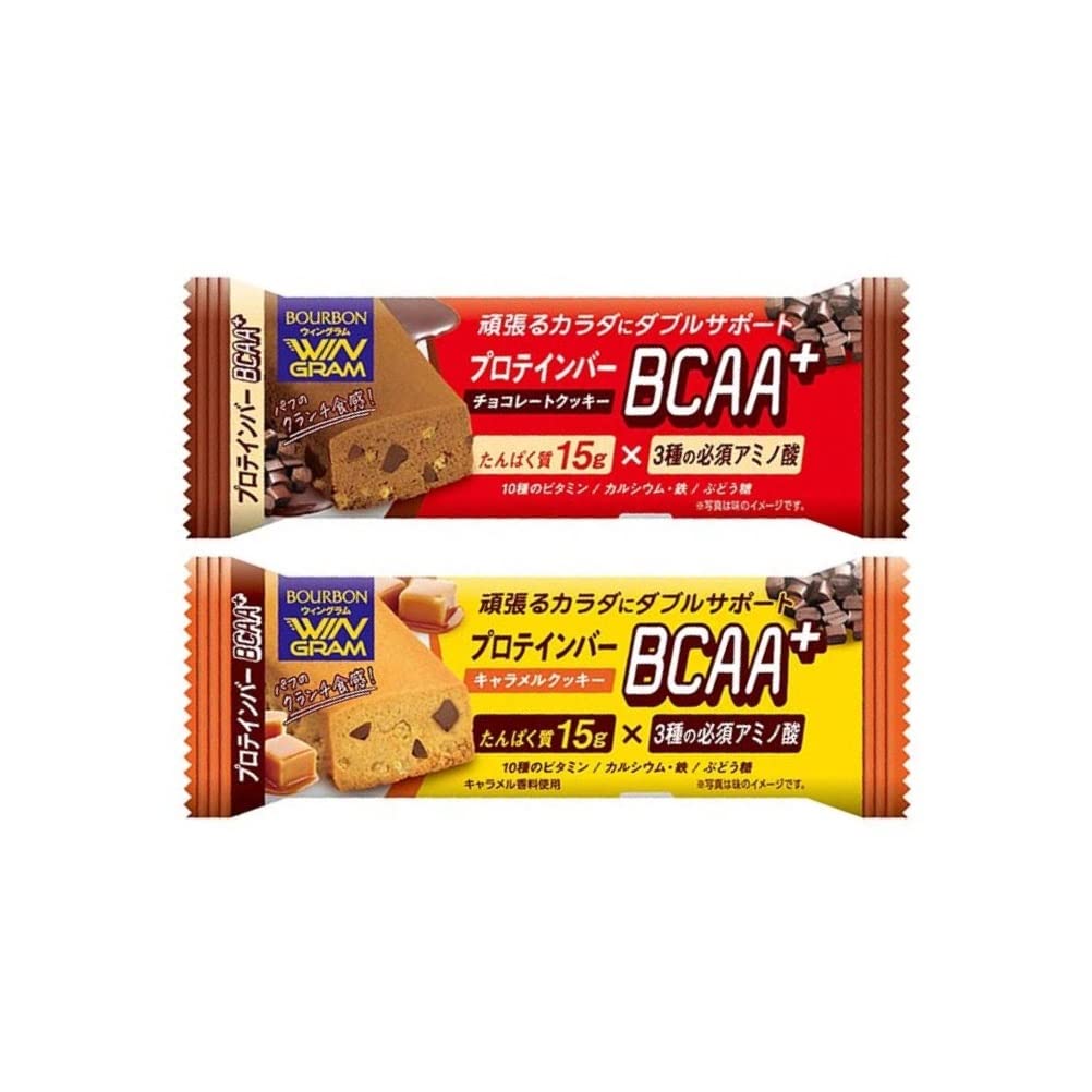 ブルボン プロテインバー BCAA+ 40g×54個セット (チョコレートクッキー＆キャラメルクッキー) ×各27個