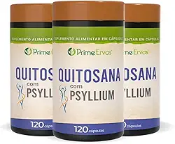 Kit 3x Quitosana com Psyllium 500mg 120 Cápsulas
