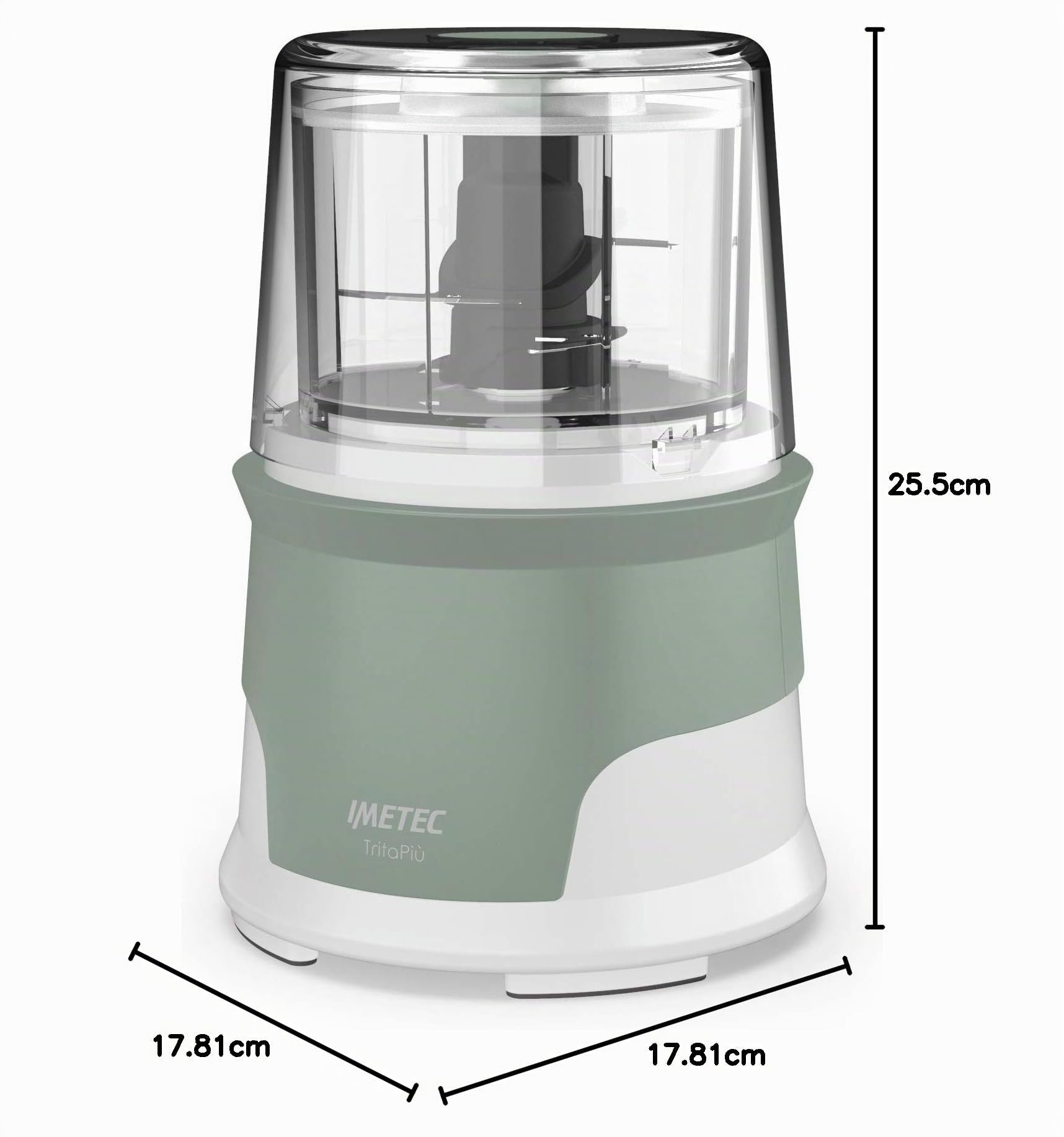 Bellissima Imetec Tritapiù Hachoir Électrique, 4 Lames en Acier Inoxydable, Grand Récipient 600 ml, 18000 tr / min, Fonctionnement sous Pression, 1000 W, Matériaux sans BPA