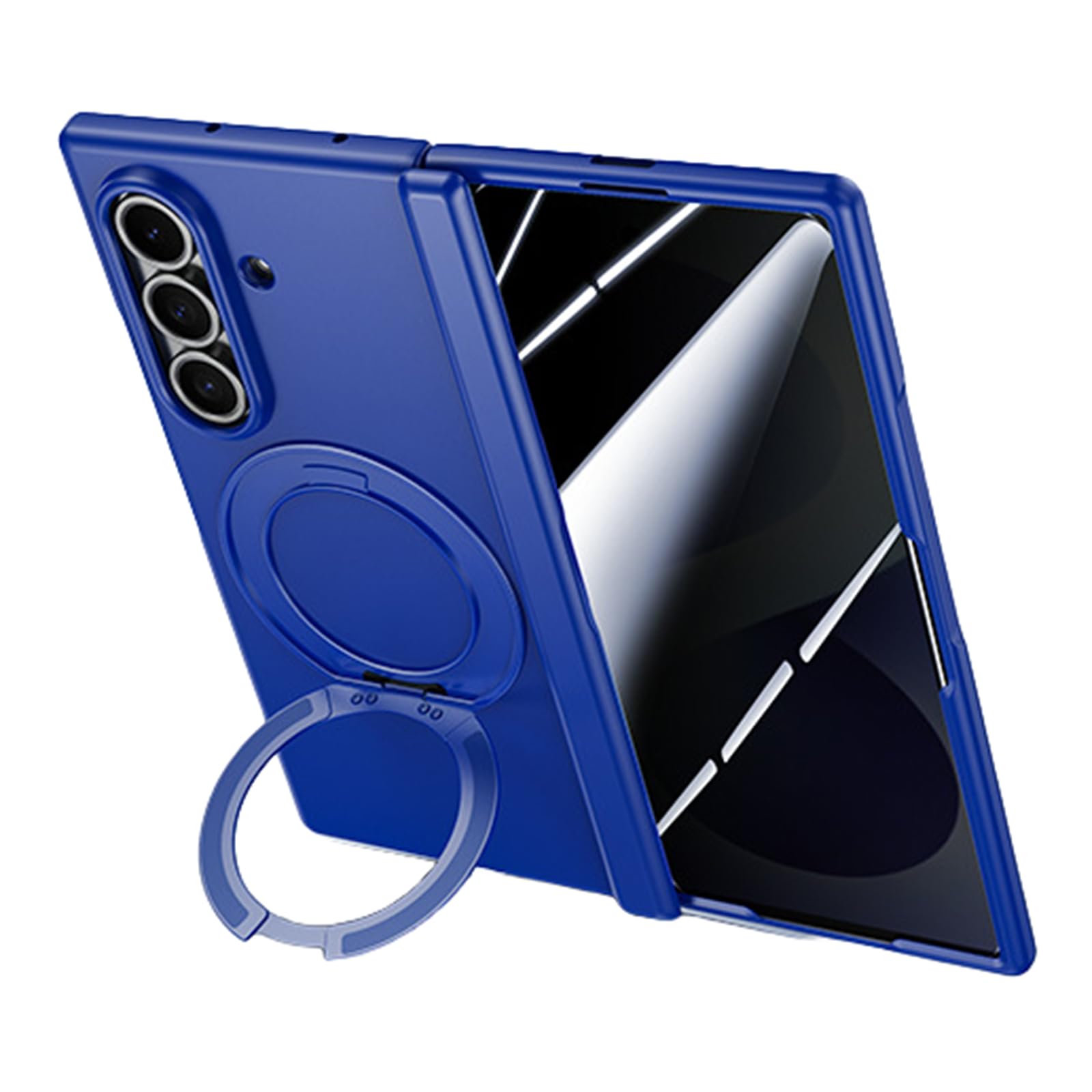 MFAOSHI Magnetic Case for Samsung Galaxy Z Fold 8 Ultra, Hard PC Frosted Phone Cover with Anti Peeping Hinge Protection Kickstand Case,Blue,Fold 8 Ultra