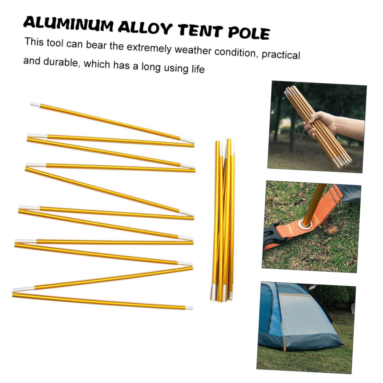 HEMOTON Zeltstangenpflock Faltbar Für Den Außenbereich Elastisch Zum Wandern Tragbar Königsstangen Camping Leichte Plane Für Camping Metallstangen Für Überdachungszeltstangen