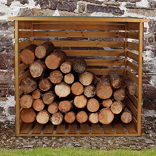 Actiasgear - Wooden Log Store with Felt Roof | Firewood Storage Shelter for Outdoor Use | 117cm H x 65cm D x 114cm W