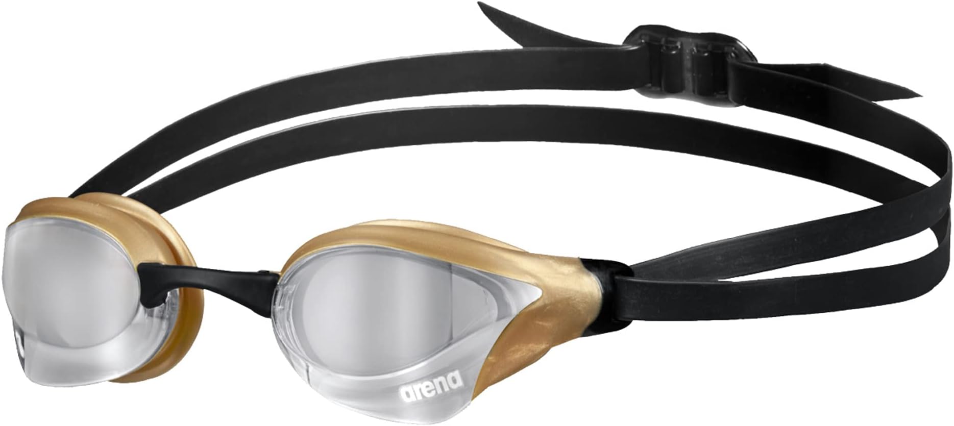 Unisex Cobra Core Swipe Anti-Fog Racing Swim Goggles for Men and Women Polycarbonate Mirror Lens, Silver/Gold