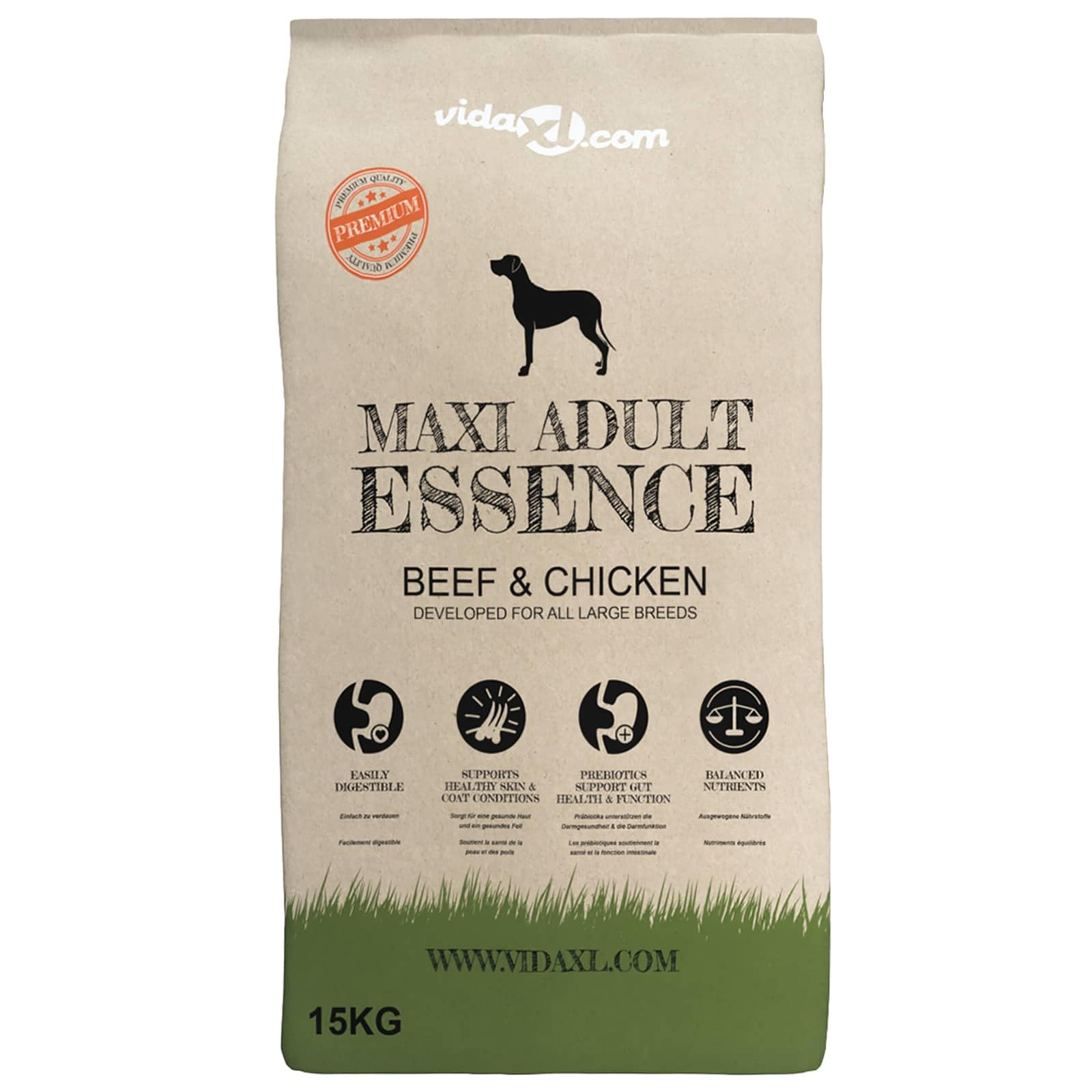 Mangloder Comedero para perros con cuenco de acero inoxidable, comedero automático y 15 kg de comida para perros, color plateado y negro, antideslizante, para interior y exterior, a prueba de fugas