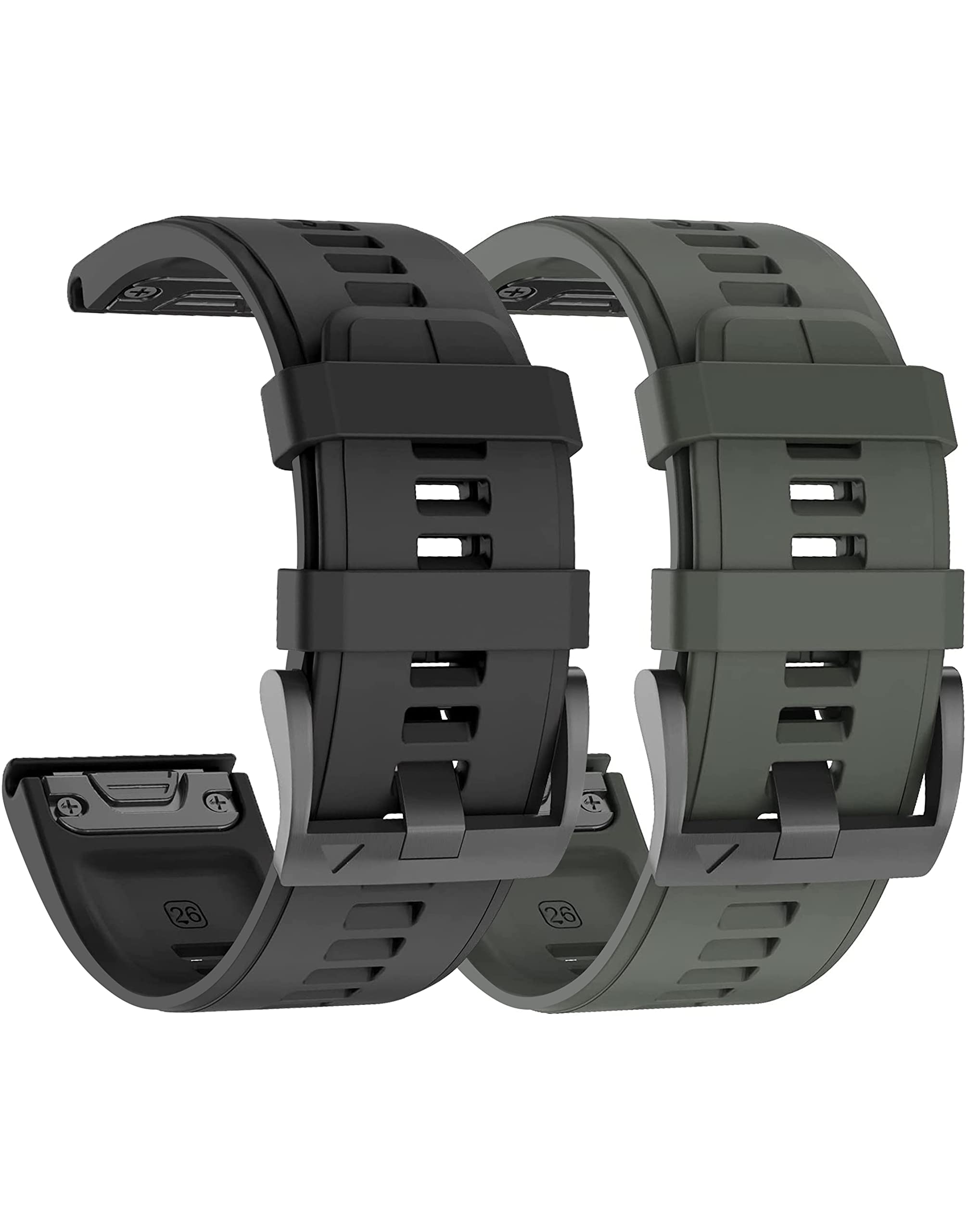 hellosy Compatible with Garmin Fenix 5X Watch Band, 26mm Soft Silicone Quick Release Replacement Watch Strap For Garmin Fenix 5X/ Fenix 5X Plus/Fenix 6X/Fenix 6X Pro/Fenix 7X/Fenix 3/Fenix 3HR/Tactix/Descent/D2/Quatix 3/Enduro