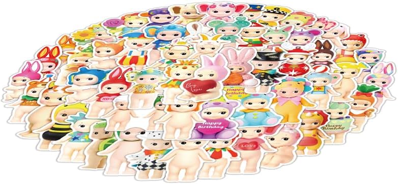 60 PCS Cartoon Stickers Vinyl Stickers for Water Bottle Skateboard Laptop Party Supplies. (Color 1)