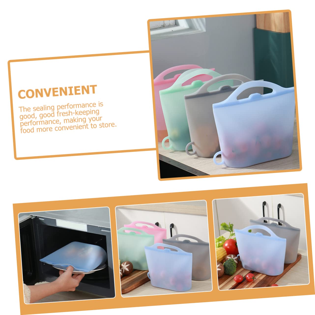MAGICLULU Bolsas de Silicona para Alimentos 4 Piezas 1000ml Reutilizables | Cierre Hermético, Silicona de Grado Alimentario, Aptas para Congelación y Conservación, Formato Práctico