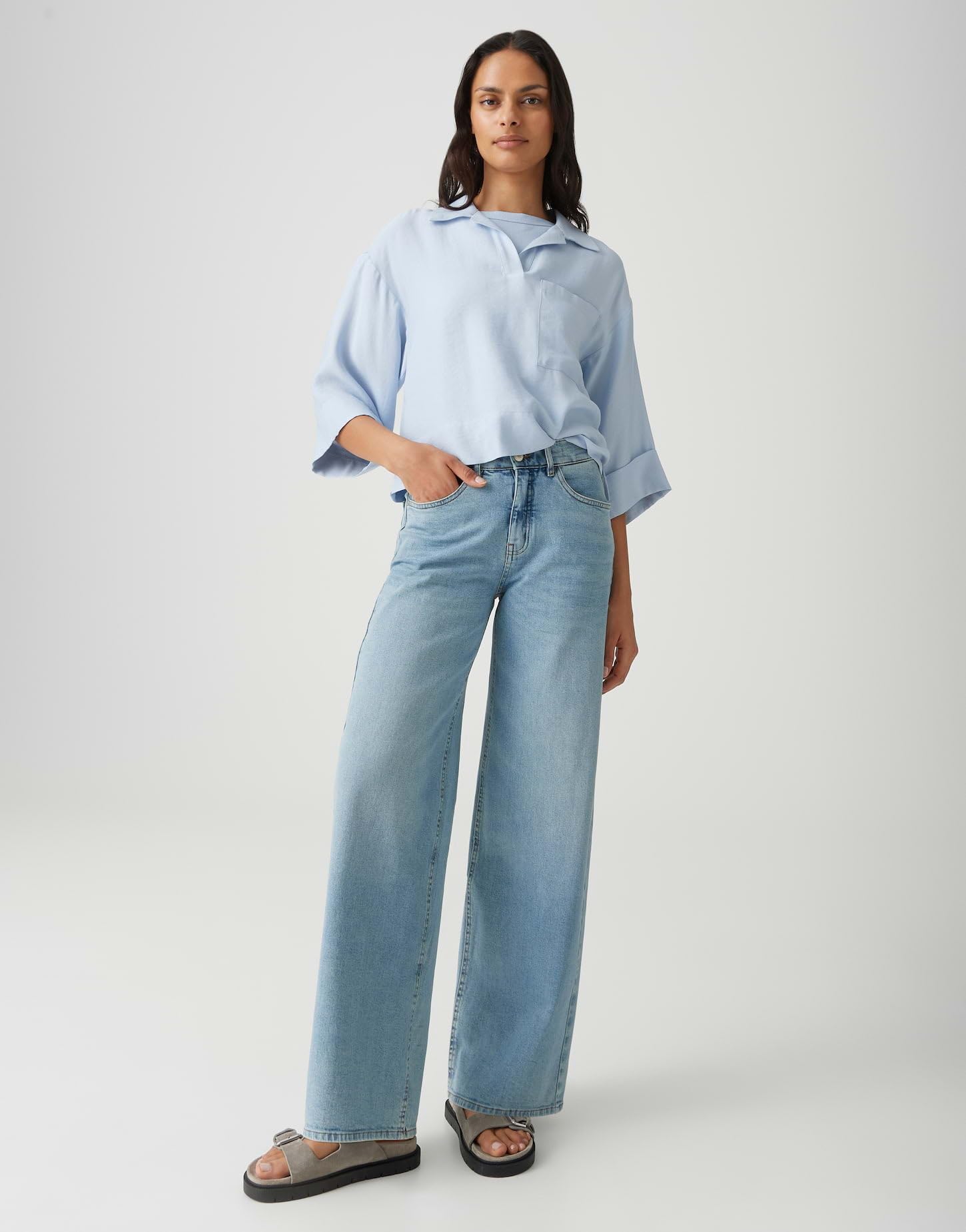 OPUS Damen Palazzo | MIVA Retro Palazzo Jeans mit elastischem Komfortbund Mid Rise