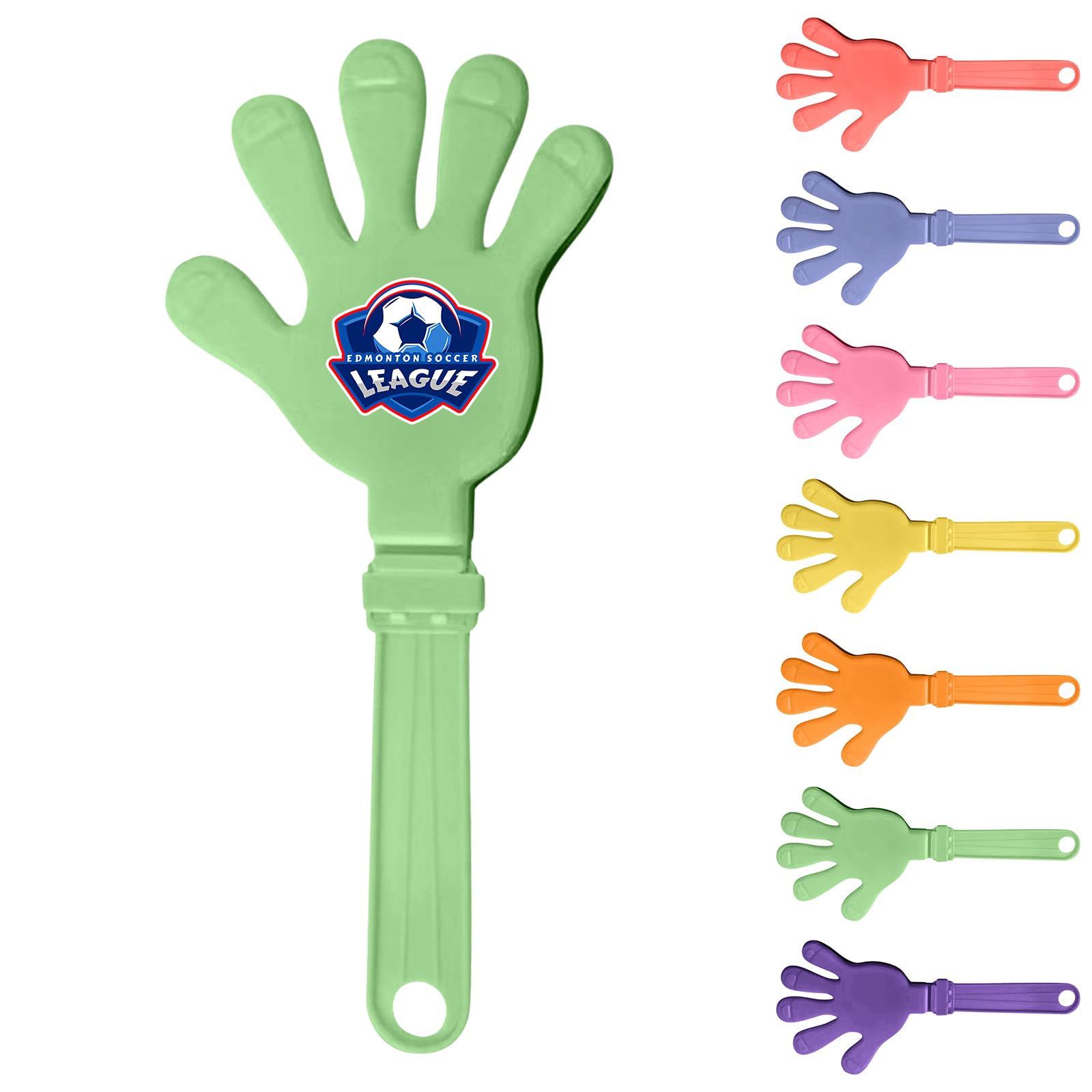 Personalised Plastic Hand Clapper, Personalised Noisemakers for Party, Sport Event, Corporate Promotional Events, and Team Spirit, Custom Logo, Standard & Glow in the Dark Versions (Green)