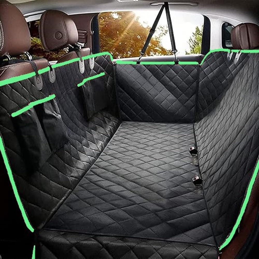 EMPIRE WORLD Dog Car Seat Cover for Back Seat | Waterproof Seat Protector Scratchproof Pet Hammock with 4 Bags Side Flaps for Cars Trucks and SUVs (Green and Black, Small (41x60 Inch)) (B0CMTB4CVC) Amazon Price History, Amazon Price Tracker