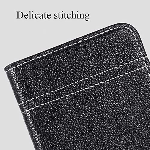 Étui portefeuille iPhone 14 en cuir véritable noir chic élégant - 6