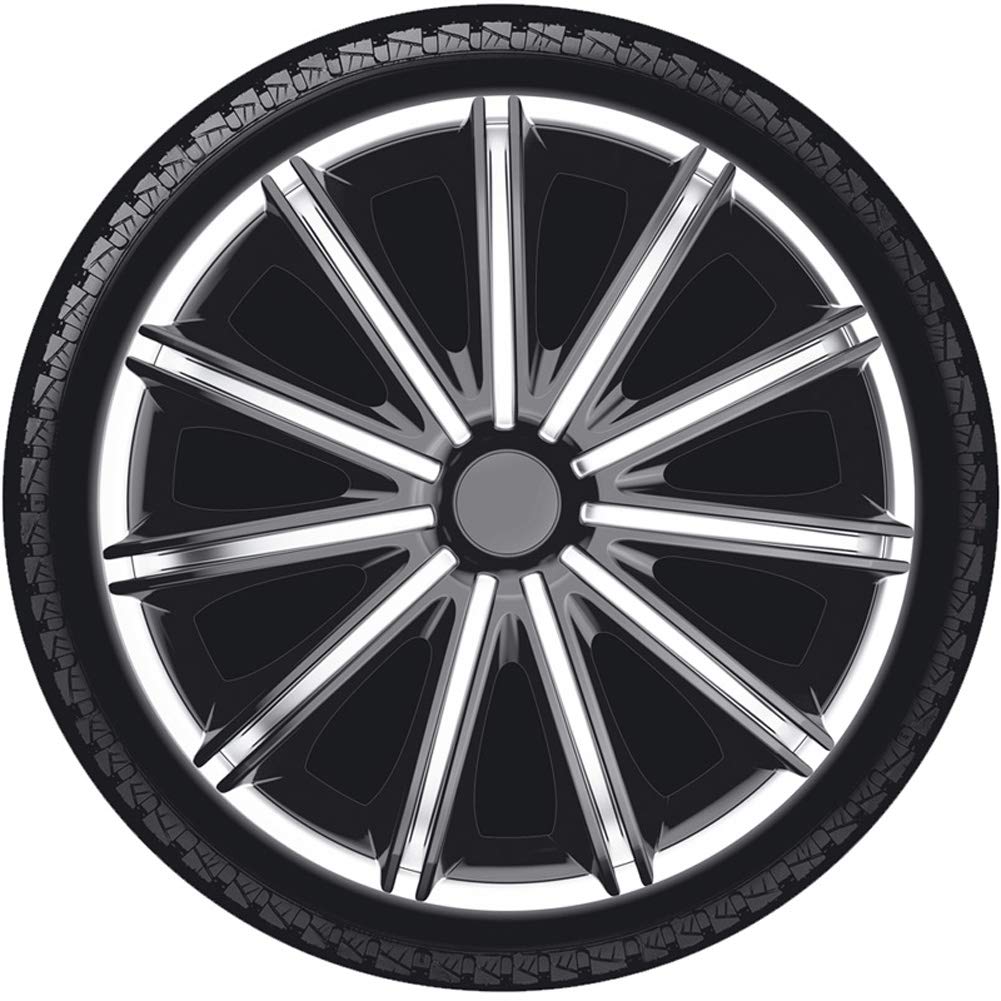 AutoStyle Set di 4 Copricerchi Nero 14 Pollici Argento/Nero