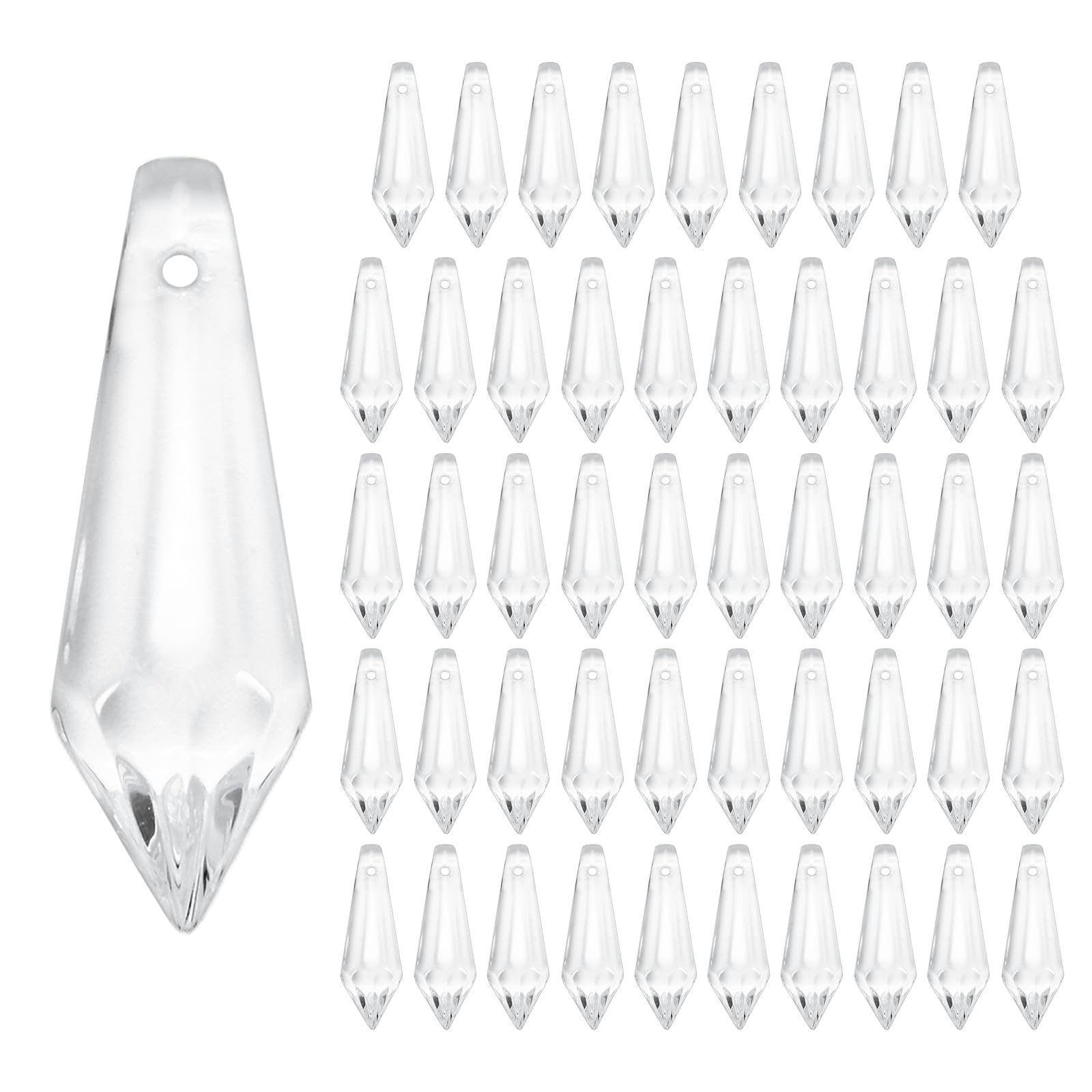 M METERXITY 50-Pack Crystal Icicle Prisms Pendant 34mm/1.34in, Clear