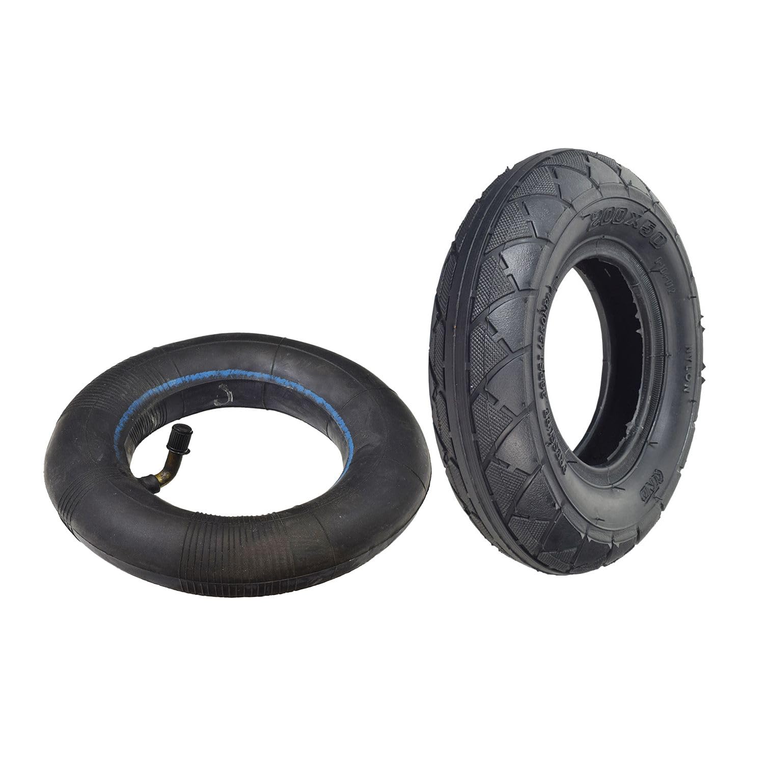 AlveyTech 200x50 (8"x2") Scooter Tire & Inner Tube with Angled Vale Stem Set - Replacement for Razor and Other Small Electric Scooters, Smooth Q104 Tread for Street or Dirt, Pneumatic Tires and Tubes