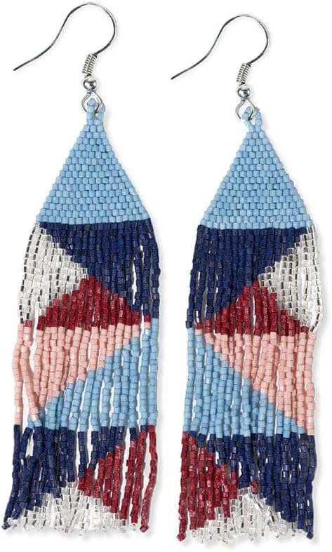 INK+ALLOY Beaded Earrings for Women Dangling, Brittany Luxe Seed Bead Long Fringe Earrings, Hypoallergenic Handmade Jewelry for the Modern Bohemian, 4-Inch Length