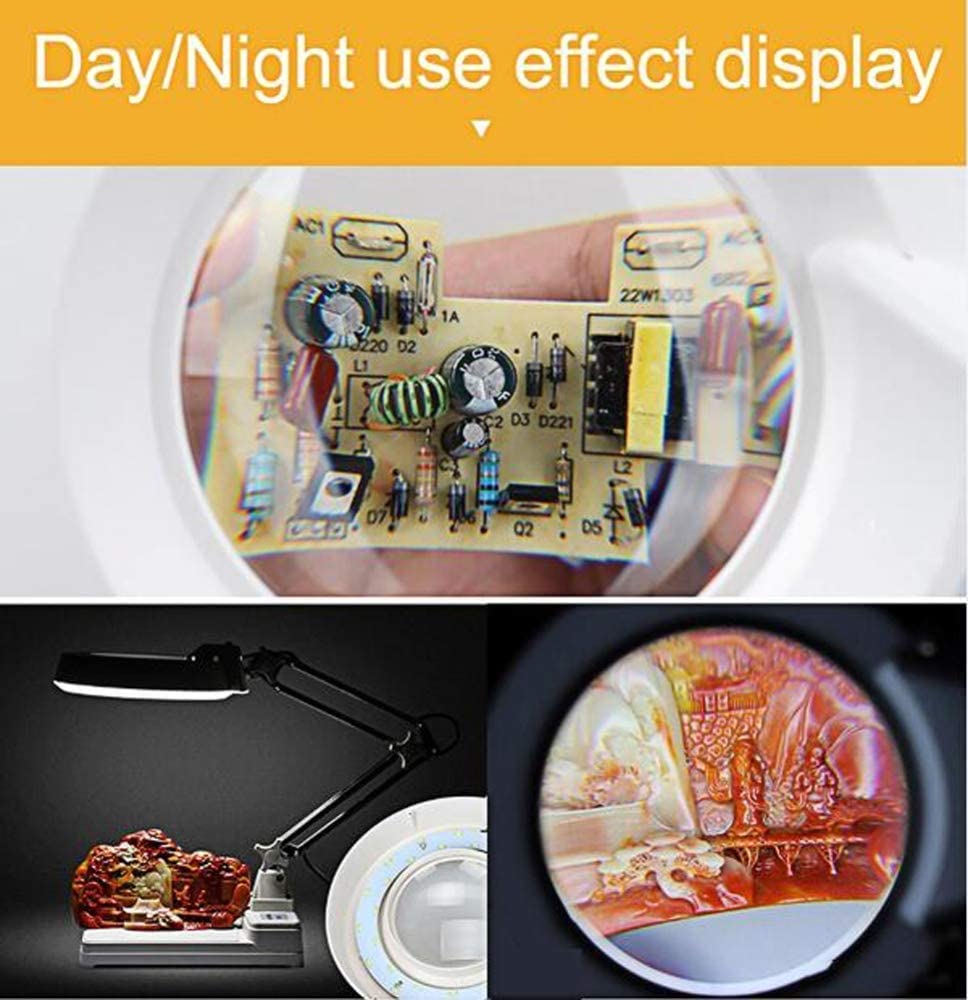 Lupa, 3X/5X/8X/10X Lupa grande con luz LED con soporte - Diseño plegable con lámpara LED - La mejor lupa de manos libres con luz para lectura, manualidades, pasatiempos, banco de trabajo Taste of home