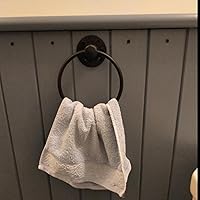 Vista 6 de HighFree Industrial Towel Ring, Farmhouse Pipe Hand Towel Holder, Matte Black Wall Mounted Bathroom Hardware, Rustic Towel Ring for Bathroom (1)