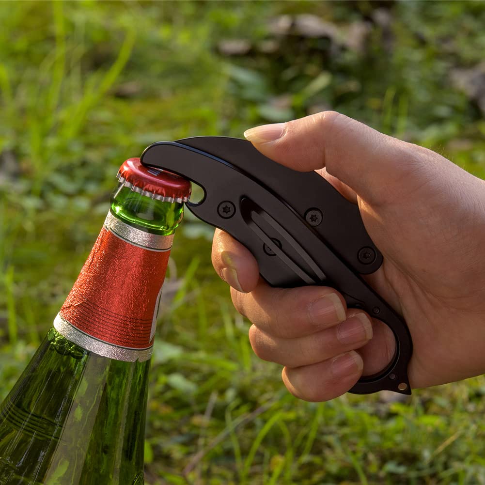 Multifunktionales Tragbares Klappmesser Jagdmesser Survival Outdoor Hochwertiges Scharfes Edelstahl Morphing Einziehbar für Camping Wandern Angeln (Mit Flaschenöffner und Glasbrecher)