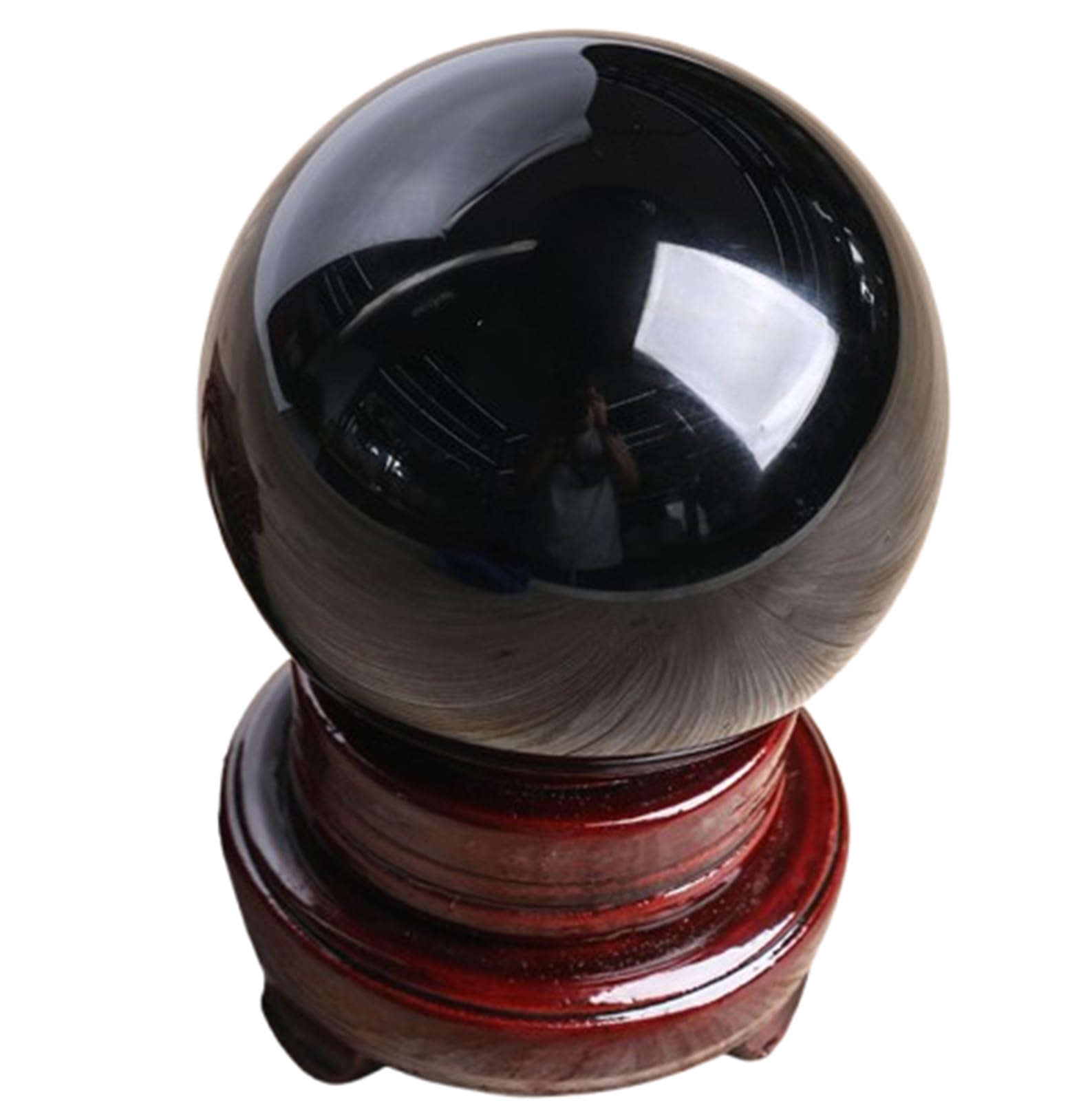 CYVXCPPGI Obsidian Crystal Sphere Polished Divination Ball Crystals Ball with Wood Stand Home Office Desktop Decoration Feng Shui Ornaments,20cm/7.9in