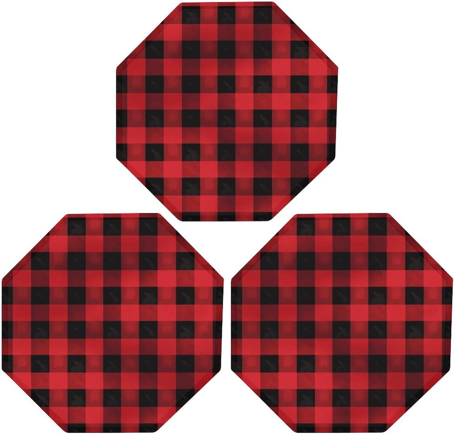 Ctagon Metal Sign for Home, Modern Display Plate for Kitchen, Red Black Buffalo Check Plaid Pattern Plates Accent Hanging Wall Decorations 3PCS for Living Room, Bedroom, Hallway, Hotel