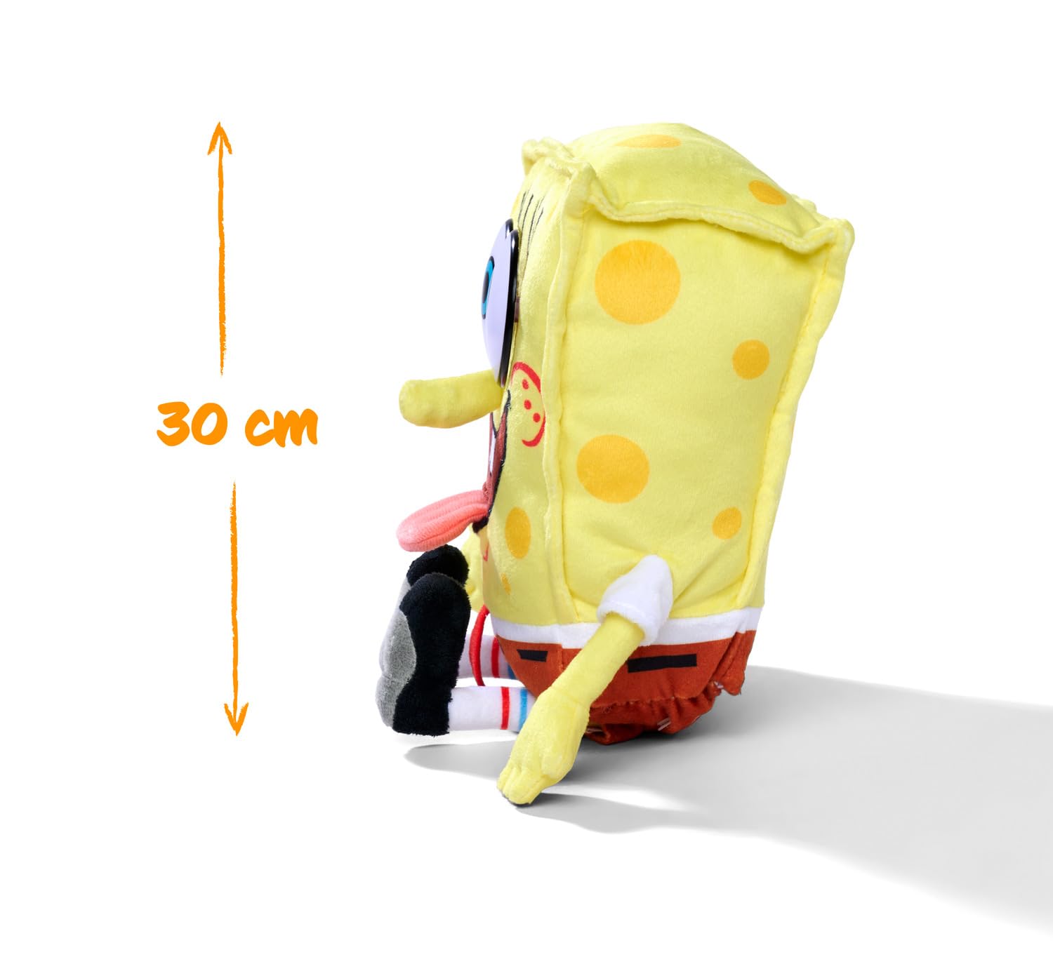 Simba 109491008 - Spongebob Schwammkopf Plüschfigur (30 cm) mit witzigen Funktionen & Sounds, Spielzeug-Kuscheltier für Fans & Kinder ab den ersten Lebensmonaten