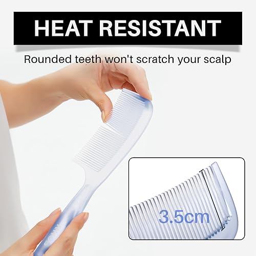 Miniatura 5 de Peine de dientes anchos, juego de 2 peines para el cabello para mujeres, hombres, peine desenredante grande para cabello rizado, liso, corto,