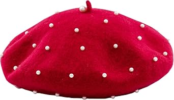 Women's Beading Wool Artist Flat French Style Beret Hat