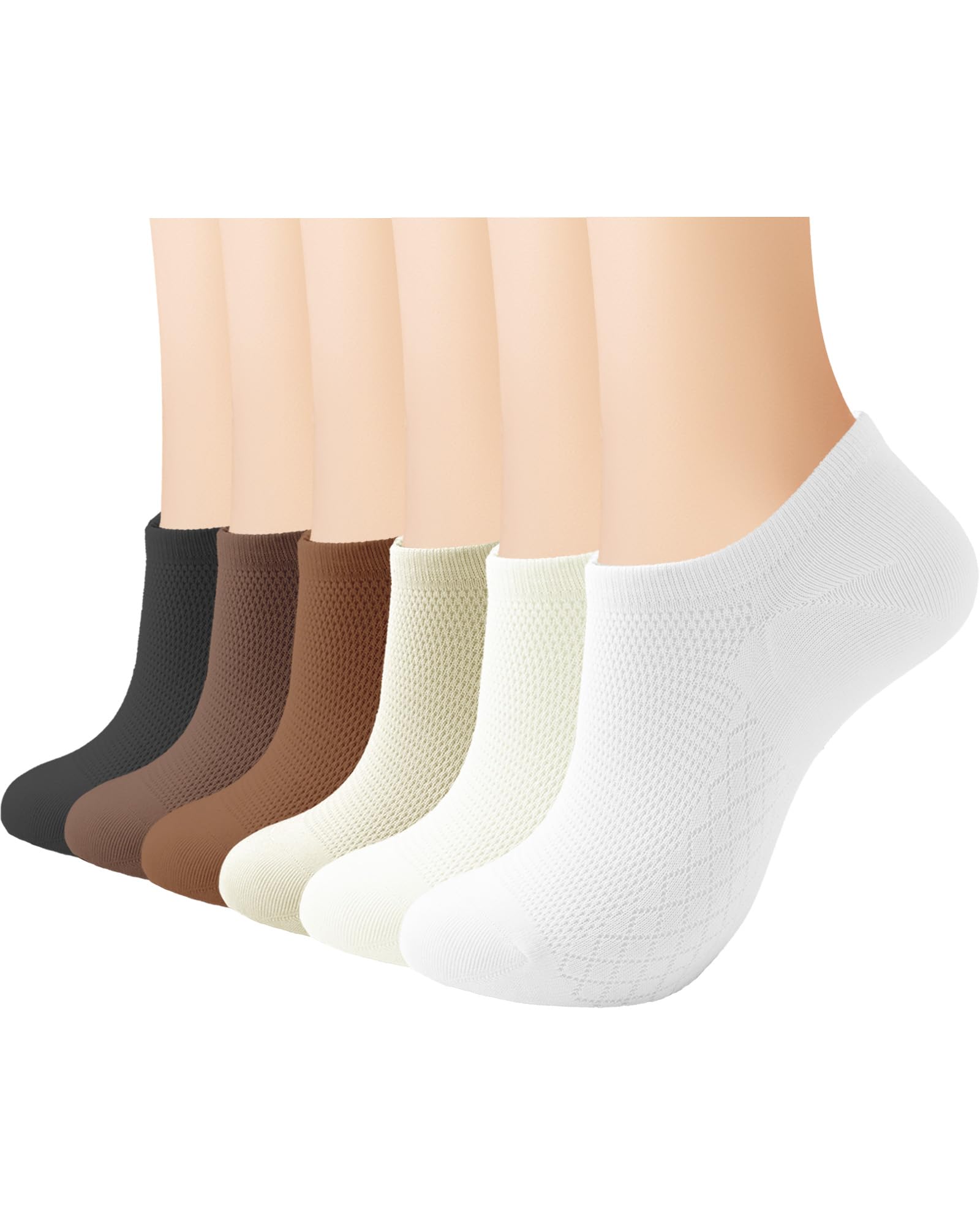 REACH STAR 6 Pairs No Show Athletic Running Socks for Women - Right-Angle Design, Thin Cotton Socks