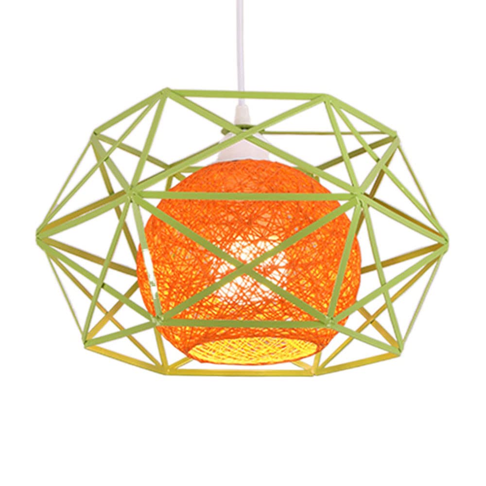 YGZPALH Macaron Color Industrial Pendant Light Metal Cage Island Light Fixture Adjustable Hanging Cafe Decor Light Foyer Dome Lighting E26 Base for Dining Foyer Loft Restaurant Ceiling Light