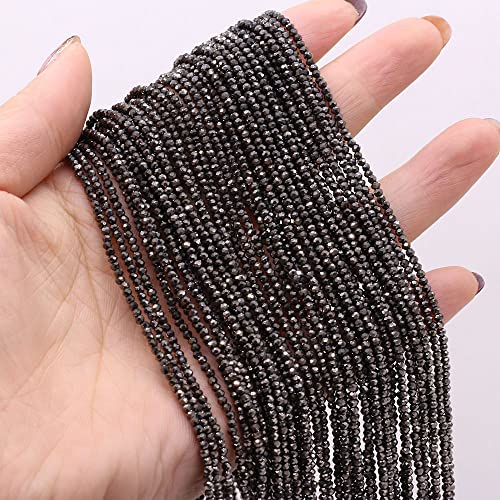 easyhaha Natural Semi-Precious Stone Crystal Quartz Loose Beads Plating Color 2mm for Jewelry Making DIY Bracelet Necklace Lenght 38cm (Color : Black, Size : 2mm)