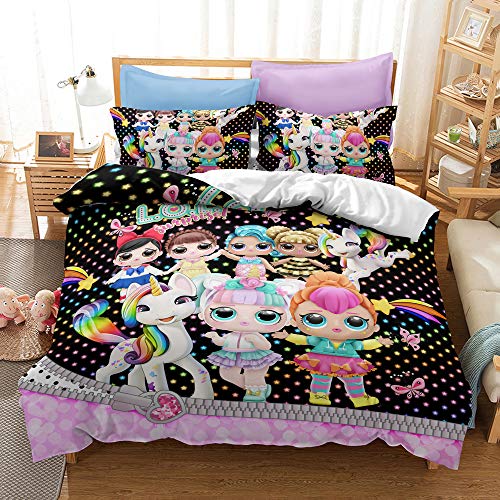 CHAOSE-FRB Ensemble De Literie Surprise Lol pour Animaux De Compagnie avec Taie d'oreiller, Housse De Couette + 2 Taies d'oreiller - Résistant à L'humidité, Hypoallergénique (H,140x200cm(1.2MBed)) Cover