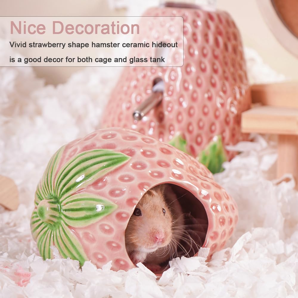Strawberry Ceramic Hamster Water Bottle 80ML Leak-Proof Holder