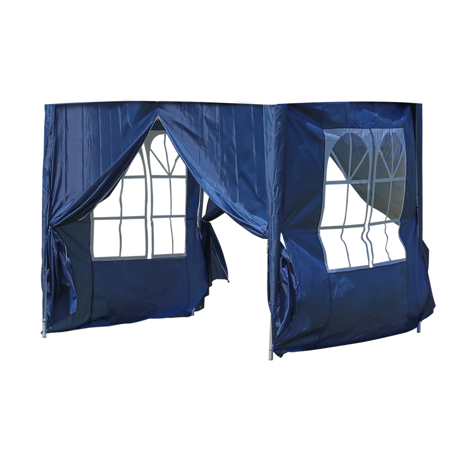 LEMROE Gazebo Side Panels 2x2m Water-Resistant 210D Replacement Sidewall with Zippers and Transparent Windows for Garden Gazebos (Blue)