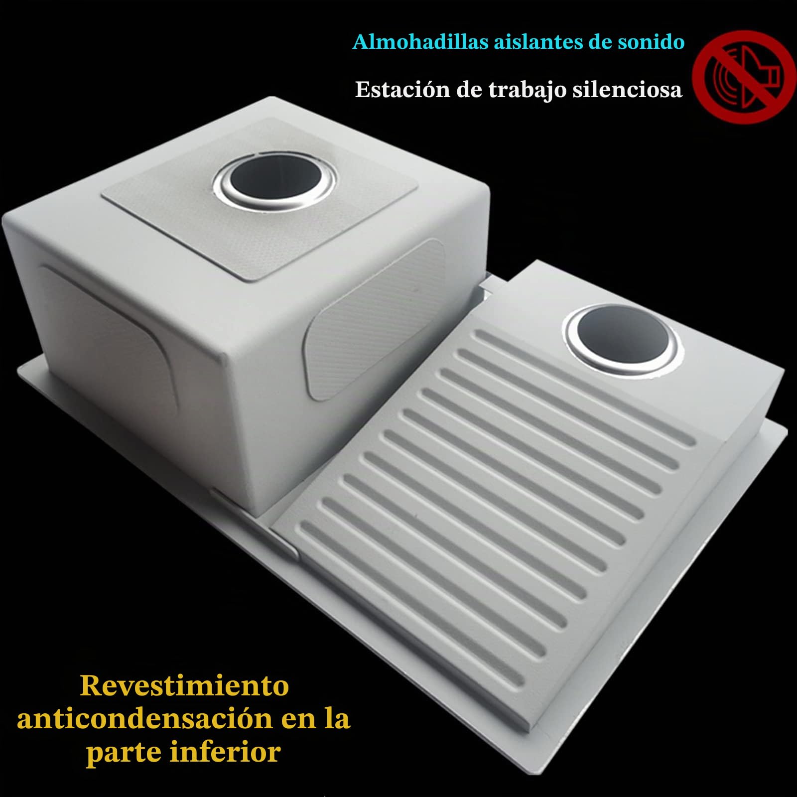 Fregadero Utilitario de Lavandería con Tabla de Lavar de Acero Inoxidable para Cocina, Fregadero Doméstico, Fregadero para Piscina, Balcón, Habitación, Facil de Limpiar, Doble Seno, 700mm/27.5"
