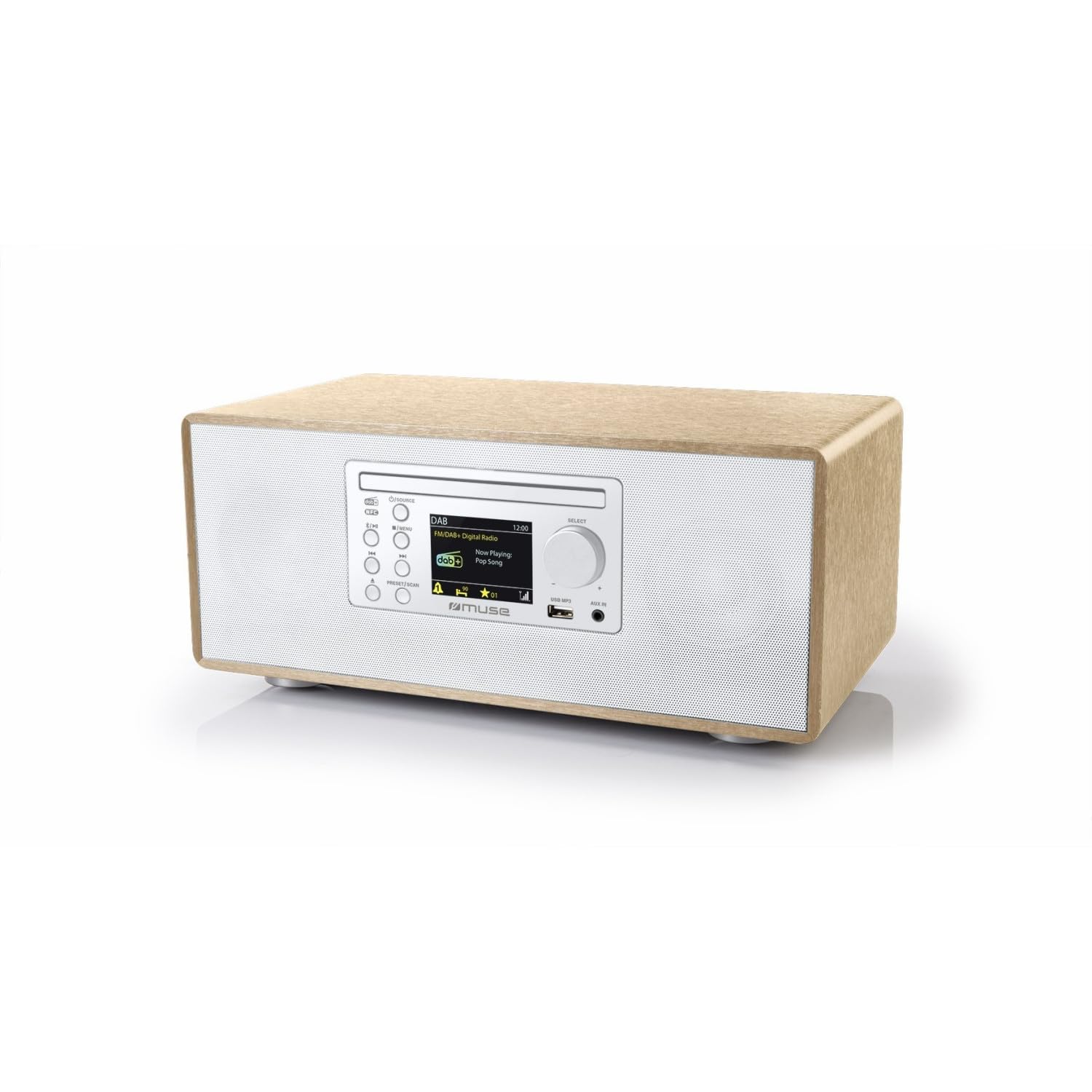 Enceinte Bluetooth DE Salon Muse M-695-DBTW - 60 W - Bluetooth - CD, CD-R/RW, MP3 - CD à tiroir - Radio PLL FM, Dab/Dab+ - NFC