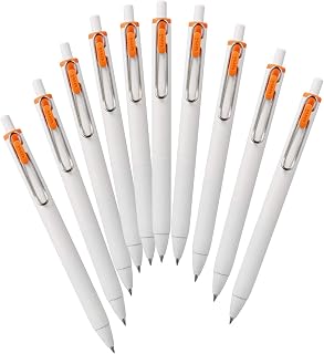 Mitsubishi Pencil Uni-Ball One UMNS38.4 Gel Ballpoint Pens, 0.01 inches (0.38 mm), Orange, 10-Pen Box
