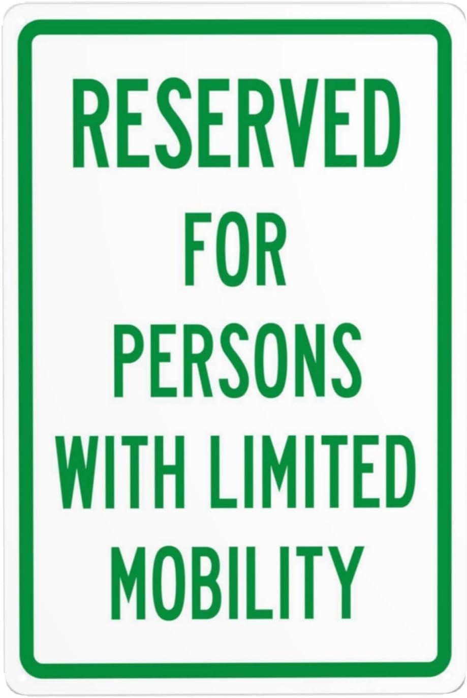 Reserved for Person with Limited Mobility Rust Free Aluminum Warning Sign - Handicap Parking Decor with Reflective Sheeting for Mall Parking - Safety Posted, 16x12 Inch​