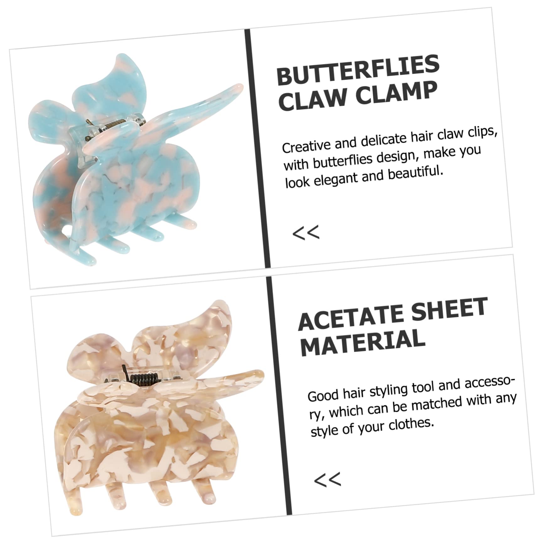 Baluue 16stücke Schmetterlings-haarklammern Für Damen Langlebige Haarspangen Im Vintage-stil Für Kreative Frisuren Wasserblau Und Blumenmustern Haarschmuck-set