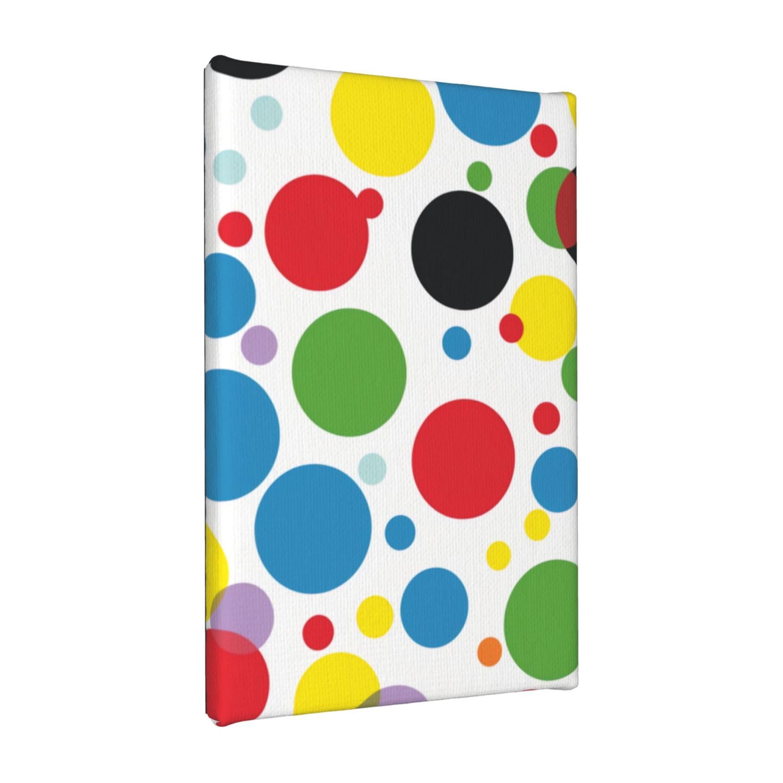 YKLJG Twister Polka Dots Printed Wall Art Canvas Painting 20x30 CM Wooden Framed Picture Painting Artwork Prints for Bedroom Kitchen Home Office Decor