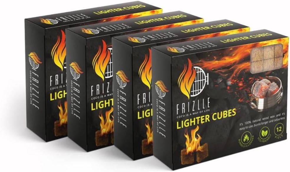 FRIZLLE Fire Starter/Lighter Cubes Barbecue Charcoal Grill Pack of (2) (24 Cubes)