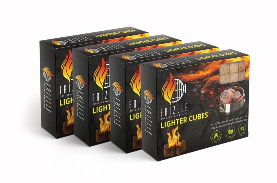 FRIZLLE Fire Starter/Lighter Cubes Barbecue Charcoal Grill Pack of (2) (24 Cubes)