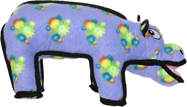 TUFFY - Worlds Tuffest Soft Dog Toy - Zoo Hippo - Squeakers - Multiple Layers. Made Durable, Strong & Tough. Interactive Play Tug, Toss & Fetch. Machine Washable & Floats. Regular